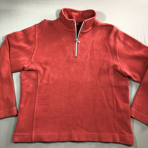 Tommy Bahama Sweater Womens Large Red 1/4 Zip Up Sweatshirt Beach - Picture 1 of 7